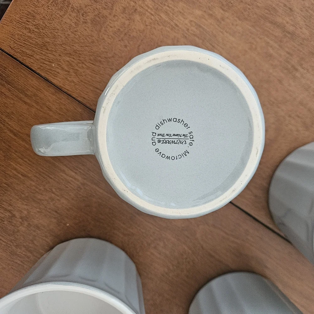 Coffee Cups Mugs Gray Oversized With Handles New